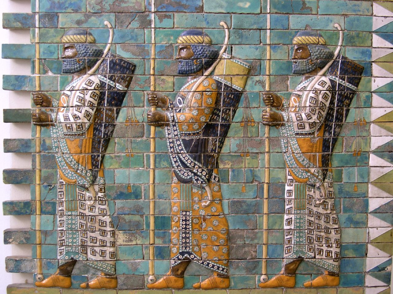 Persian historical artifact depicting ancient soldiers